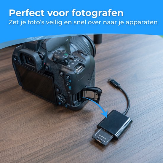 Nuvance SD Kaart Lezer - SD Kaartlezer USB C - Card Reader - Incl. Usb & 8-Pin Converters - Geheugenkaartlezer Micro SD - Zwart