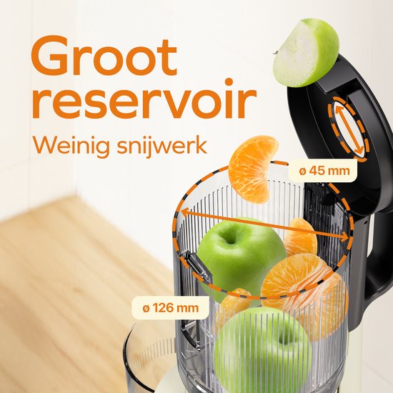 KitchenBrothers Slowjuicer - Verticaal - Juicer - Groenten en Fruitpers - 126 mm - 750 ml - Champagne