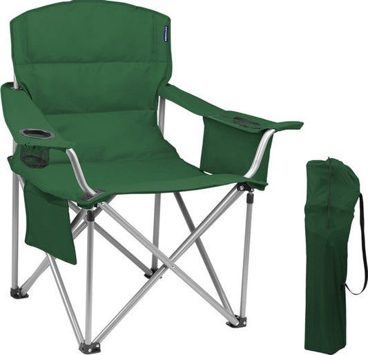 TRVLMORE Campingstoel XL - Opvouwbaar - 150KG Draagvermogen - Incl. Draagtas - Klapstoel - Visstoel - Kampeerstoel - Vouwstoel - Groen