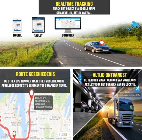 Strex GPS Tracker | Realtime met app | 120 Dagen accu | IP65 Waterdicht | Draadloos | Geen abonnement | Nederlandstalige Handleiding | Volgsysteem voor auto, motor, boot, camper, scooter, bagage en meer!