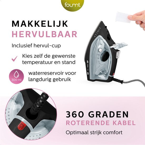 Fineza Stoomstrijkijzer met Stoomgenerator - Strijkijzer - 2300W - Zwart