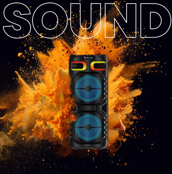 Denver Bluetooth Speaker Party Box - Discolichten - Partybox - Incl. Afstandsbediening - Microfoon Aansluiting - Micro SD / USB / AUX - BPS355