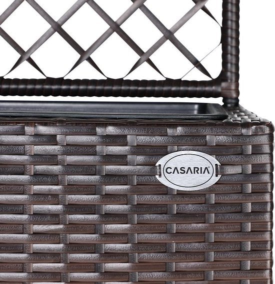 Casaria Polyrattan Bloembak – 3 Bakken/Klimophek - Bruin