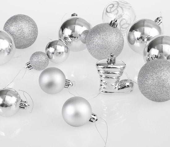 Kerstballen - 102 stuks - Zilver