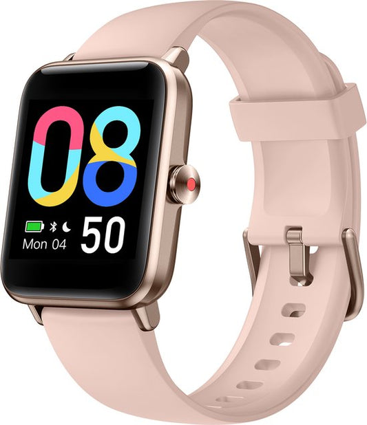 MAOO BOOST Smartwatch – Inclusief Screenprotector – Waterproof – Dames Smartwatch Rosé Goud – Stappenteller, Hartslag & Slaapmonitor – Multisport – Android & iOS – Roze