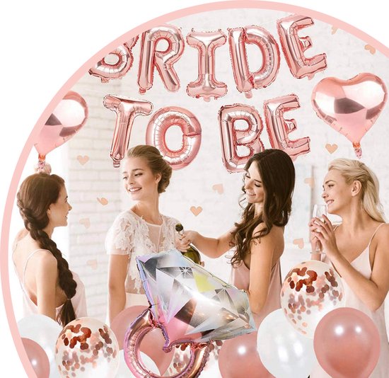 Happy Goods Bride to Be Versiering - Ballonnen & Accessoires - 32 Stuks - Vrijgezellenfeest Vrouw - Team Bride - Bachelorette Party - Slingers