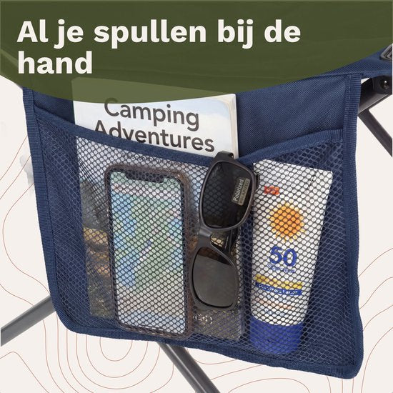 TRVLMORE Campingstoelen XXL - Opvouwbaar - 2-Pack - 160KG Draagvermogen - Incl. Draagtas - Klapstoel - Visstoel - Kampeerstoel - Vouwstoel - Blauw