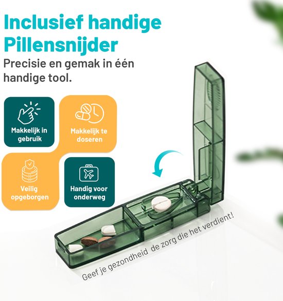 MR. PANACHE Pillendoos voor 7 Dagen met 3 Vakken - Medicijndoos - Pillendoosjes - Pillensnijder - Medicijndoosje 7 dagen - Pillendoos - Medicijnen Doosje - Pillendoosje - Pillendoos 7 dagen - Sterke vergrendeling - Medicijnendoosje met dag aanduiding