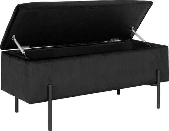 House Nordic - Bankje met Opbergruimte Luna - 95 x 36,5 x 46 cm - Zwart