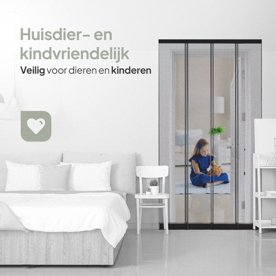 O'DADDY® Vliegengordijn Lamellenhor - 100x260 cm - Deurgordijn - Hordeur - Aanpasbaar Ontwerp - Glasvezel - Deurhor Zwart