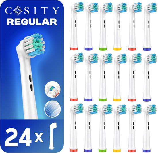 Cosity - 24x Opzetborstels compatibel met Oral-B en Braun - Brievenbusverpakking - Wit