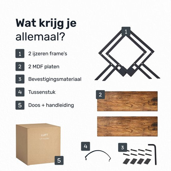 Luft LP houder - Vinyl - Opbergsysteem - Platenrek - Houder - Standaard - Album
