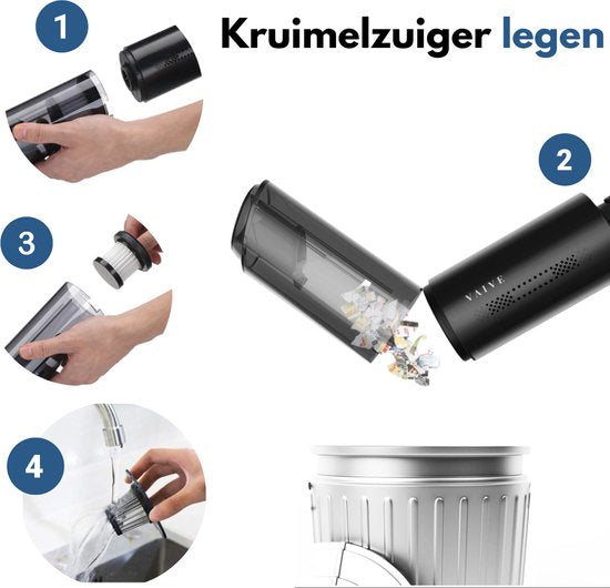 VAIVE Kruimelzuiger snoerloos - Incl. opzetstukken - Modern - Handstofzuiger
