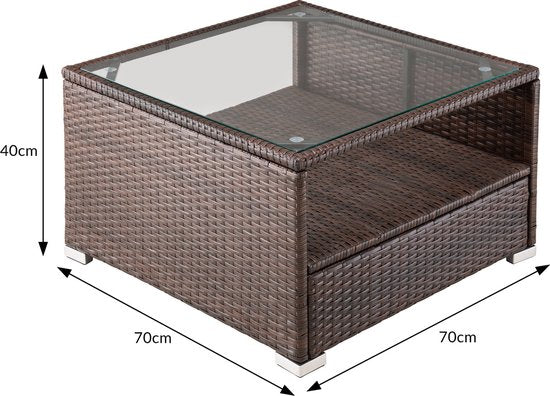 Casaria Polyrattan Loungeset -Incl. Kussens Tafel - Bruin Crème