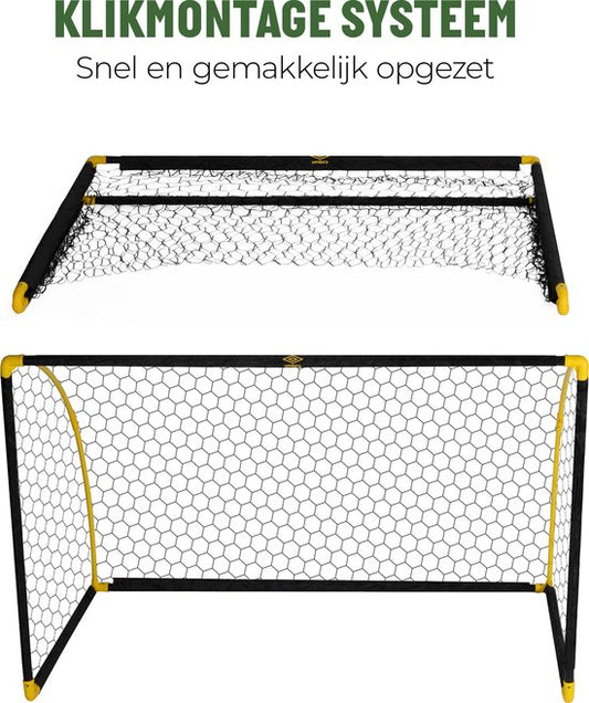 Umbro Voetbaldoel - Voetbal Goal 180 x 91 x 120 cm - Voetbalgoal Groot - Buitenspeelgoed voor Kinderen en Volwassenen - Opvouwbaar en Snelle Montage - Voetbal Training Doel - Zwart/ Geel