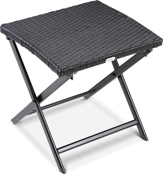 Casaria Polyrotan Vouwkruk– 40x40x40cm Belastbaar tot 110kg - Zwart