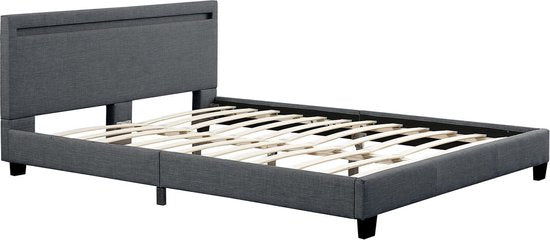 Gestoffeerd bed Verona - 120 x 200cm - Donkergrijs - LED Verlichting