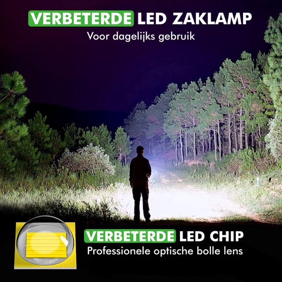 Travelhawk Zaklamp Oplaadbaar - Zaklamp Led Oplaadbaar - Militaire Zaklamp - 1000 Lumen - Waterproof - Inclusief USB-C kabel - 1 stuks