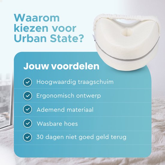 Urban State Orthopedisch Kniekussen - Ergonomisch Beenkussen - Houding Correctie - Zijslaapkussen