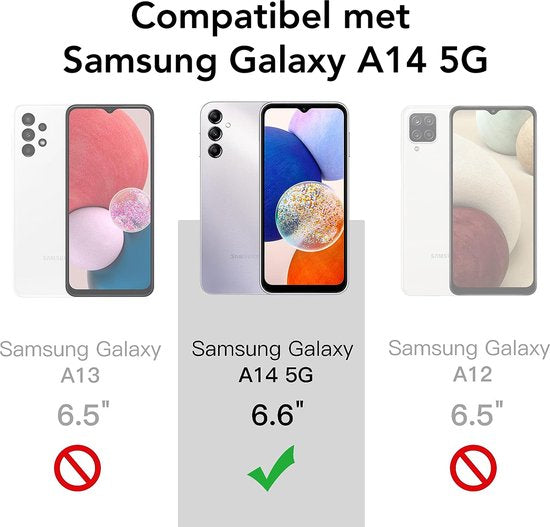 Podec Hoesje Geschikt voor Samsung Galaxy A14 5G Transparant Telefoonhoesje - Anti-Shock Case Cover met 2x Screenprotector