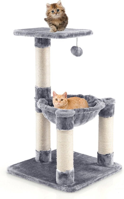 Coast Multi -Storey Scratching Post Soft Wrapped Cat Tree met een gezellige hangmatgrijs