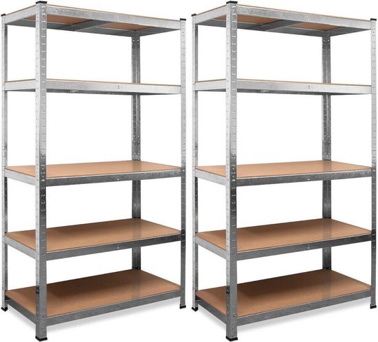 Monzana Stellingkast Set van 2 - 5 planken 175x75x30cm 350kg - Zilver