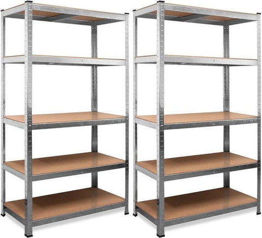 Monzana Stellingkast Set van 2 - 5 planken 175x75x30cm 350kg - Zilver