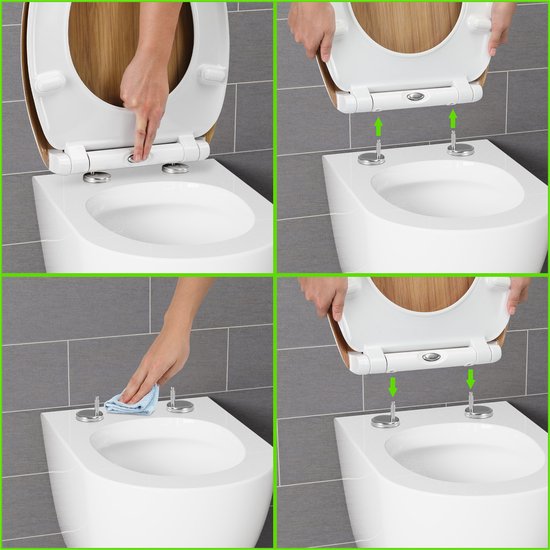 Casaria Wc Bril Duroplastic - Soft-close – Antibacterieel Bamboe
