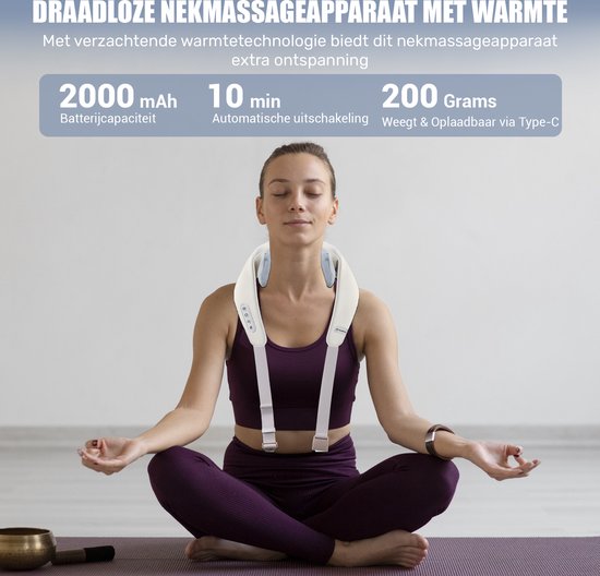 Novalance - Nekmassage - Shiatsu Massagekussen - Elektrisch Nekmassage Apparaat - Ook voor Arm Rug Schouder & Been - Infrarood + Slaapmasker