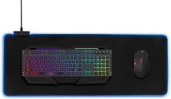 DUTCH ORIGINALS Gaming Muismat XXL - RGB LED Verlichting - 9 Kleuren - Instelbare Helderheid - Anti-slip - 80 x 30 cm