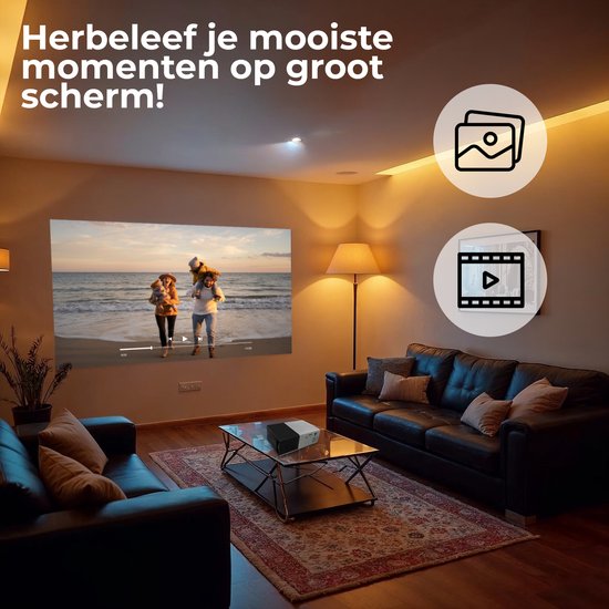 Denver Mini Beamer Full HD - Streamen vanaf je telefoon (USB-C) - Mini Projector - Incl. Afstandsbediening - HDMI/AUX/USB-C - PR800