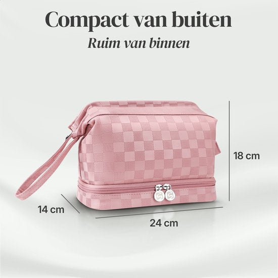 SC Travel Essentials - Toilettas en Make-up Organizer - Waterdicht en Compact - Geschikt voor Reis en Dagelijks Gebruik - Unisex - Roze