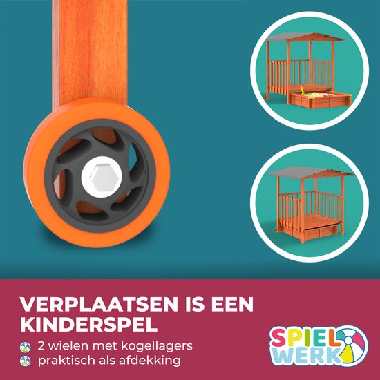 Spielwerk Zandbak - Hout Zonnedak UV 50+ Merle - 143x130x130cm