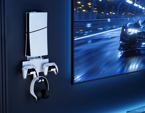 Muurbeugel geschikt voor Playstation 5 en Playstation 5 Slim digital en disc versie - houder voor controllers headset game console geschikt voor PS5