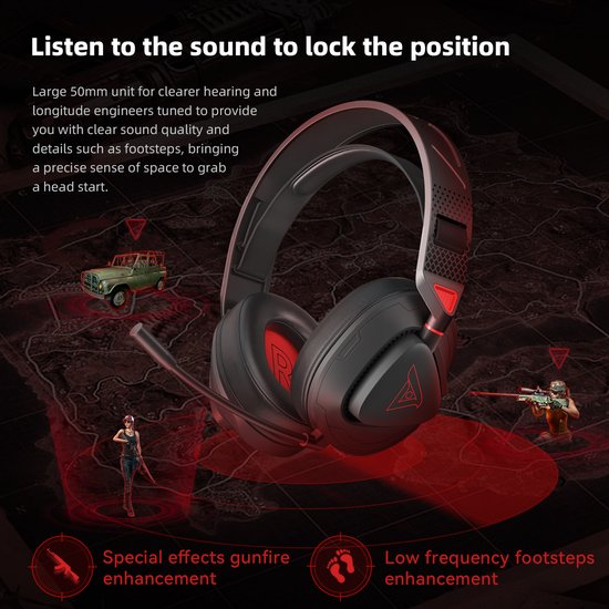 TAIDU THS318 2.4GHz Draadloze Gaming Headset - Over ear koptelefoon - met microfoon - Geschikt voor PS4/PS5, Nintendo Switch - Zwart