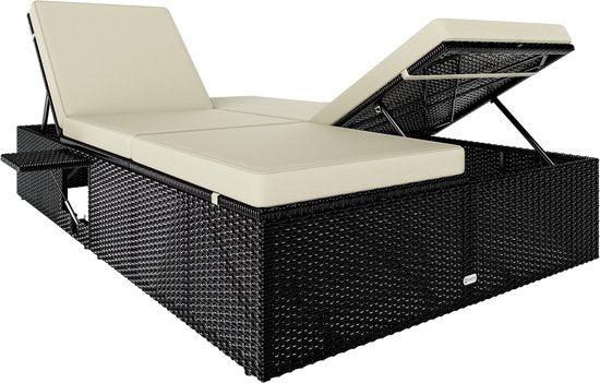 Casaria Ligbed - Tweepersoons Verstelbaar 200x115 - Zwart Crème