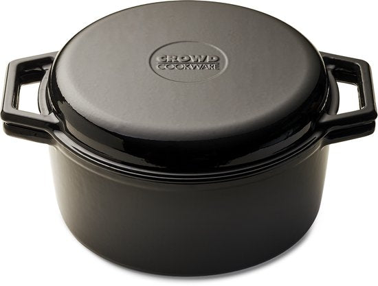 The Tasman Dutch Oven en Grill - Kookpot - Gerecycled Gietijzer - met Grill deksel - Ø29 cm – Zwart