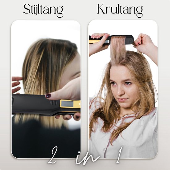 Sansbeauté® Professionele Stijltang - 2 in 1 - Krultang - Stijltangen - Hair Straightener - Snel Opgewarmd - 80℃ t/m 230℃ - Steilen & Krullen - ION technologie