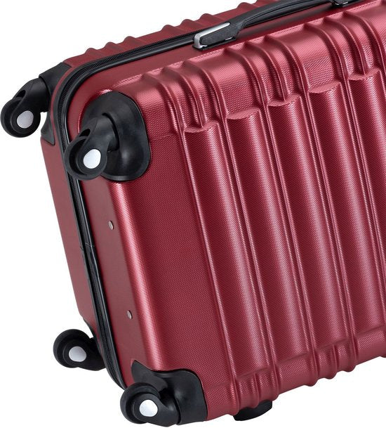 Juskys Kofferset Rome - 4-delig - ABS - Handbagage + Ruimbagage - Bordeauxrood