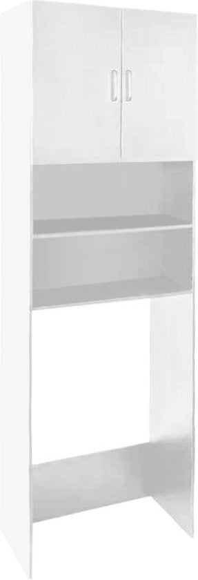 VDD Wasmachinekast – Met Open & Gesloten Opbergvakken – 63 x 30 x 190 cm – Wit
