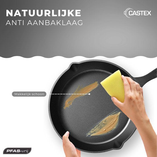 Castex Gietijzeren Pan Tri-Set - Cast Iron Skillet - Koekenpan - Koekenpannen - Koekenpannenset - BBQ - Pannen - Pannenset - Inductie