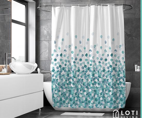 Loti Living Douchegordijn Anti Schimmel – Oceaan - Inclusief ringen – Waterdicht - Polyester - Douchegordijn 180x200 cm