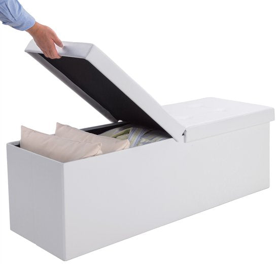 Casaria Zitbank met Opbergruimte - 80x40x40cm 100L Kunstleer – Wit
