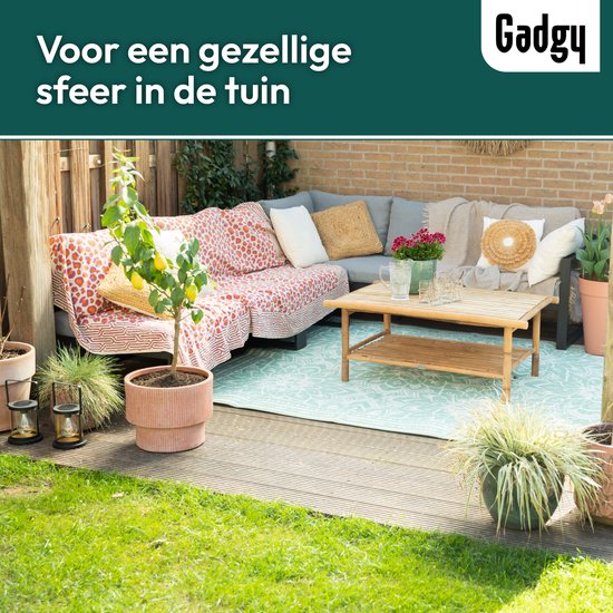 Gadgy Buitenkleed XXL - Vloerkleed Buiten 300 x 200 cm - Tuintapijt Dubbelzijdig - Picknickkleed Groen Wit - Buitentapijt