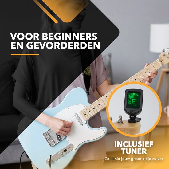 Finesse Elektrische Gitaar met Versterker - met Videocursus - TE Gitaar - Volwassenen - Kind - Blauw