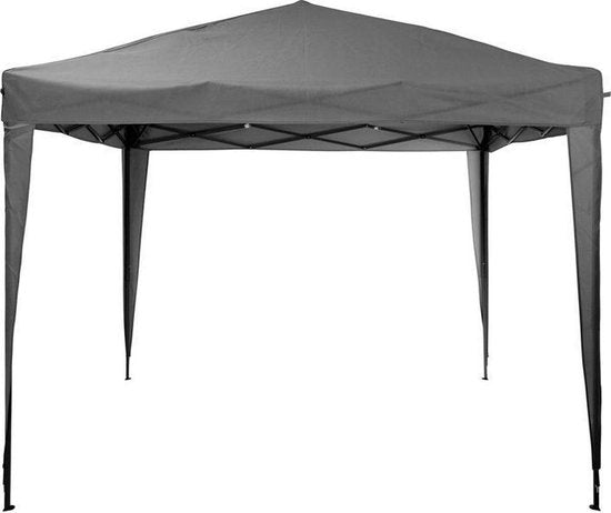 Pro Garden - Easy-Up Partytent - 300 x 300 x 245 cm - Grijs & Polyethylene - Opvouwbaar & Waterafstotend - Inclusief Draagtas - Voor Tuinfeesten & Evenementen