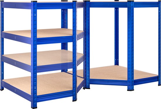Monzana Stellingkast - Schroefloos 5 Schappen MDF 180x70x40cm - Blauw