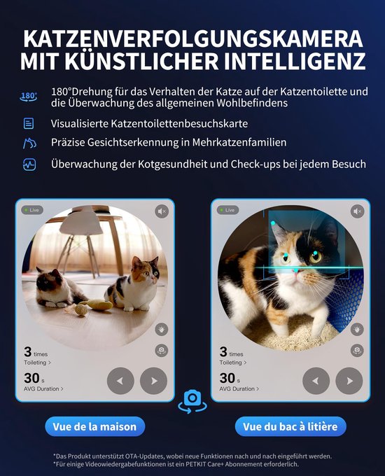 PETKIT Purobot Ultra zelfreinigende kattenbak, zelfreinigende kattenbak met 1080P HD-camera, intelligente reiniging, 70 liter inhoud, AI-gezondheidsmonitoring, ultra stil en veilig