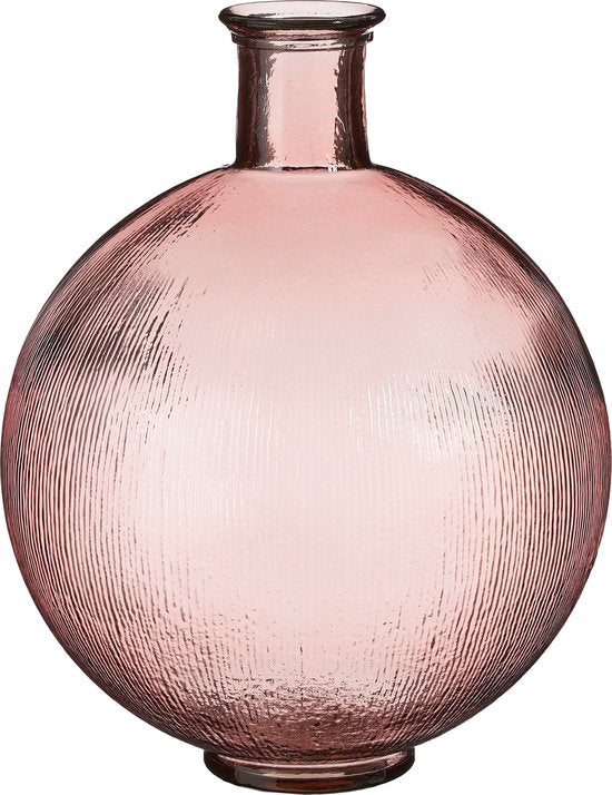 Mica Decorations Firenza Fles Vaas - H42 x Ø34 cm - Gerecycled Glas - Lichtroze