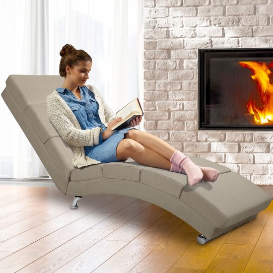 Casaria Relaxfauteuil London - Ligstoel Lounge Verchroomd - Sand